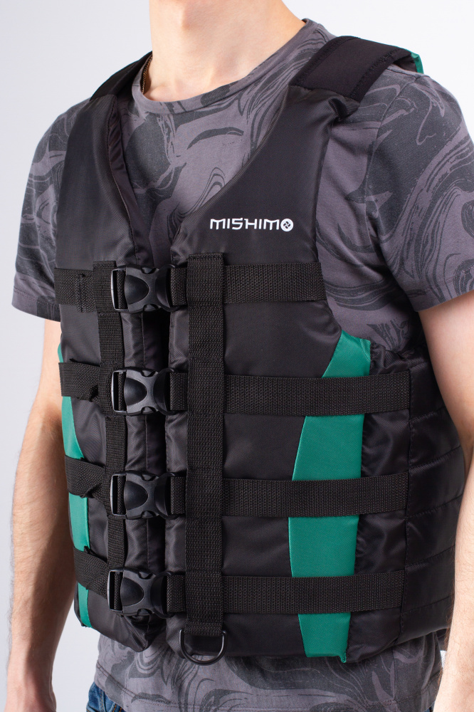 Жилет спасательный MISHIMO PRO Премиум качества Черно-зеленый в Северодвинске