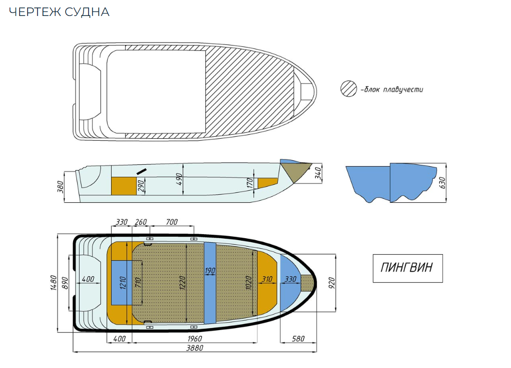 Стеклопластиковая лодка Пингвин (тримаран) в Северодвинске